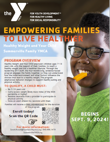Summerville YMCA flyers. All details are shared in the text of this webpage. 