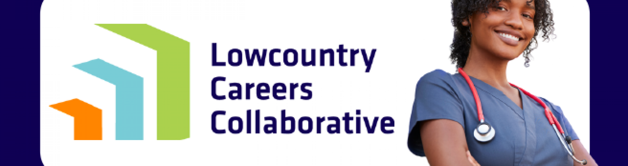 Lowcountry Careers Collaborative logo with a medical professional smiling